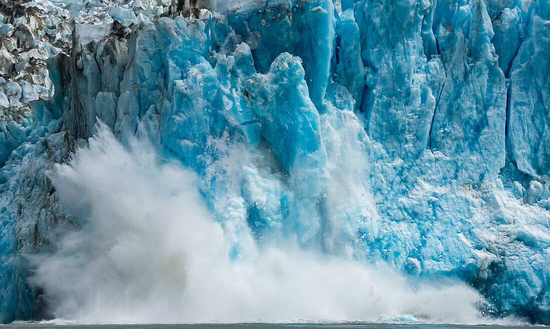 Calving Dawes Glacier at the end of the Endicott Arm,Fords Terror Wilderness area,The Inside Passage,Alaska,United States of America