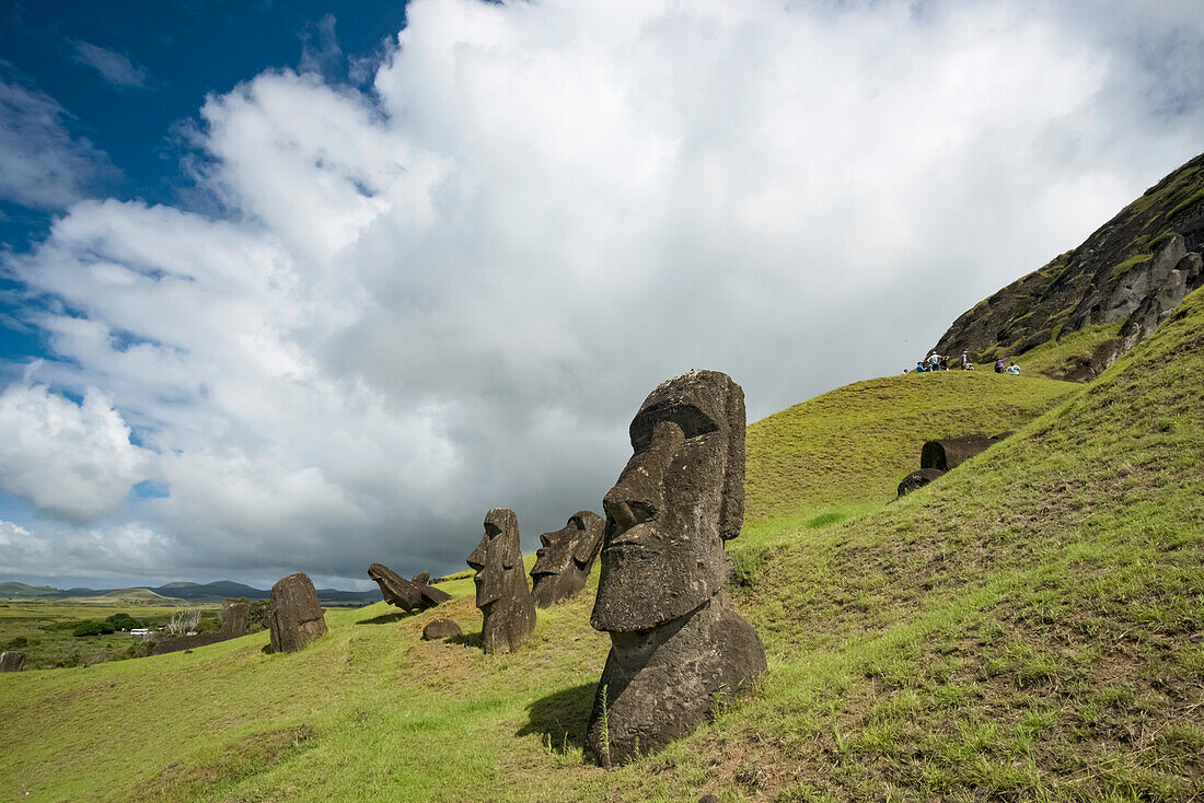 Moai at Rano Raraku Quarry on Easter Island,Hanga Roa,Easter Island,Chile