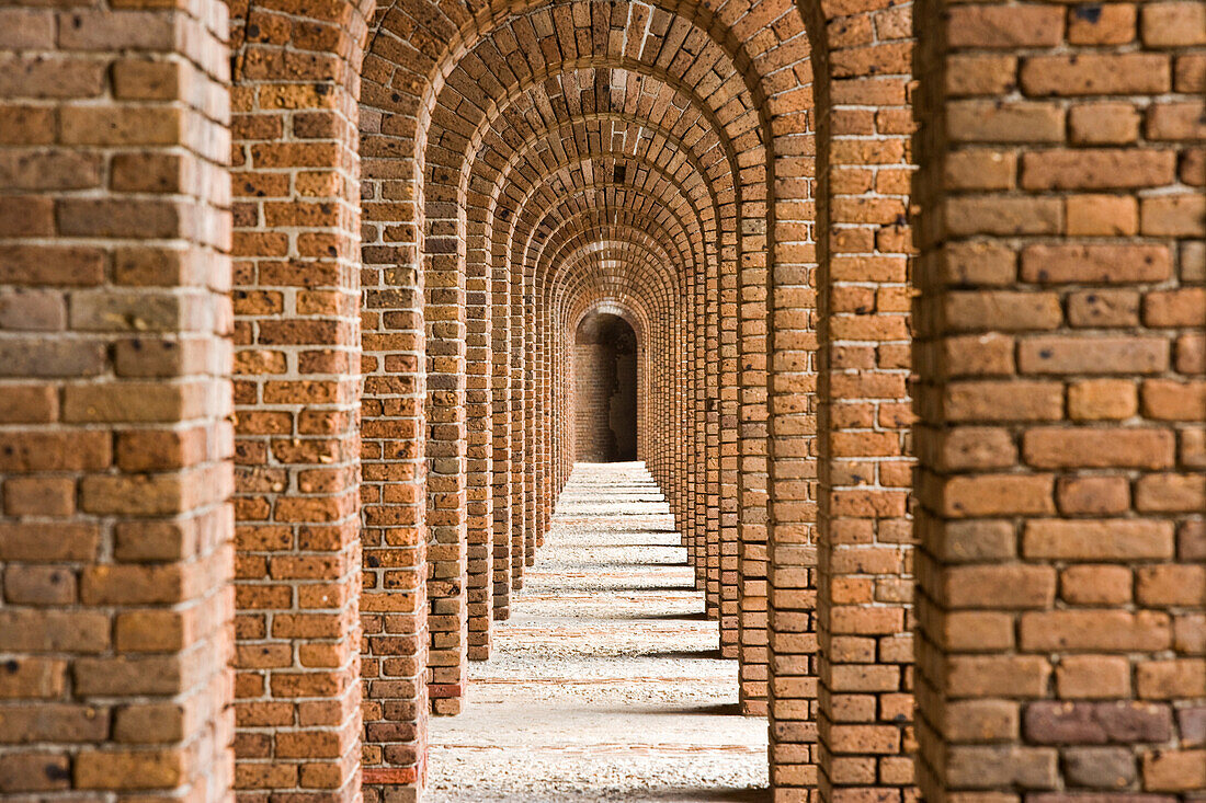 Brick arches at Fort Jefferson in Dry Tortugas National Park,Florida,USA,Florida,United States of America