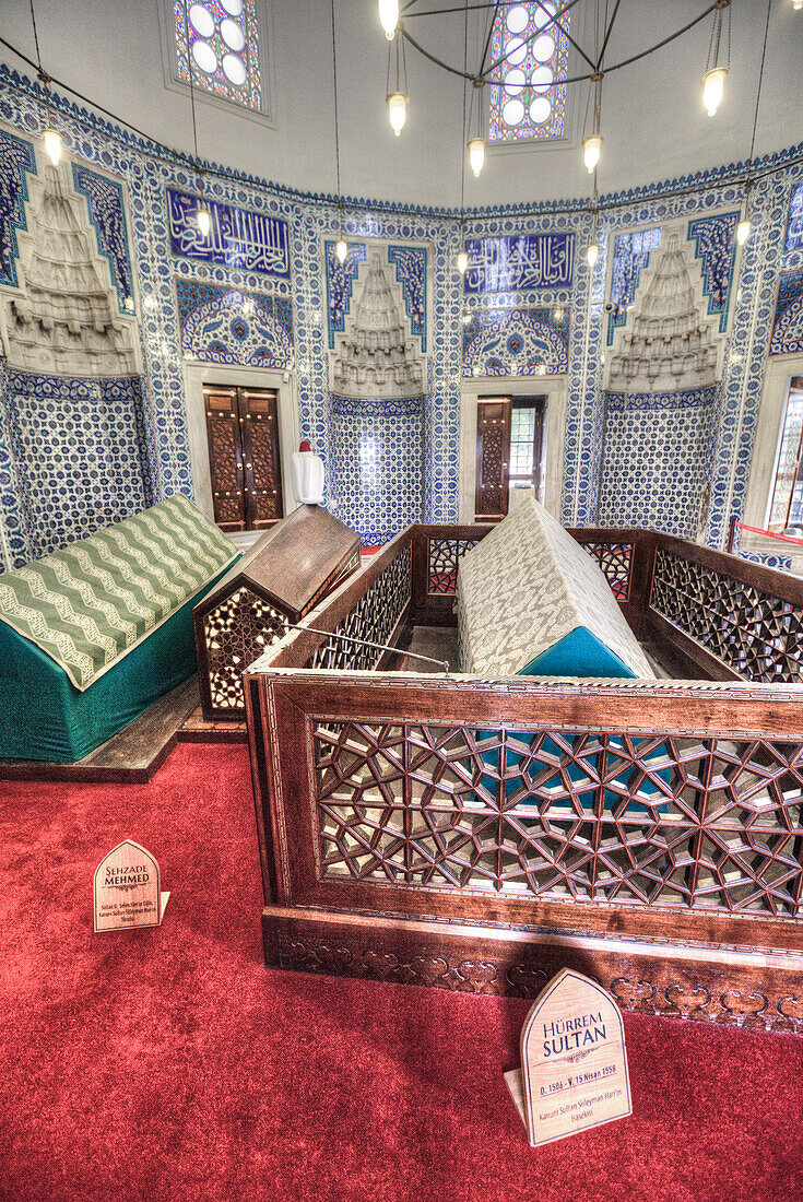 Interior of the Mausoleum of Hurrem Sultan (wife of Suleyman),Suleymaniye Mosque,built beginning in 1550,Unesco World Heritage Site,Istanbul,Turkey