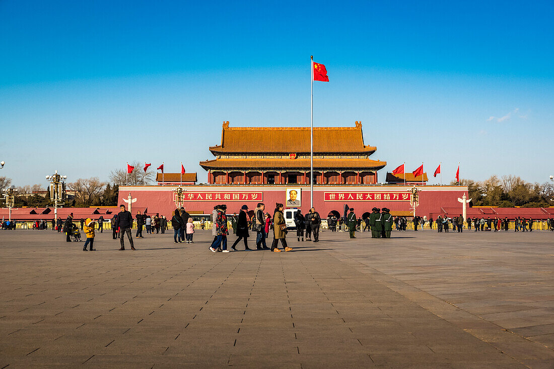 Tiananmen, das Tor des himmlischen Friedens, auf dem Platz des Himmlischen Friedens, Peking, China