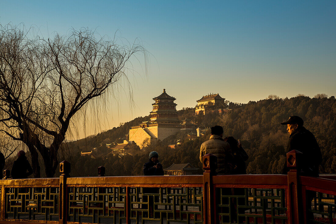 View of Tower of Buddhist Incense and Kunming Lake,The Summer Palace,Beijing,China