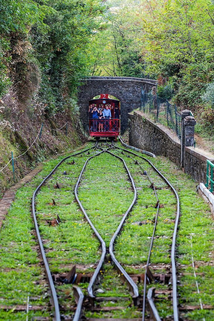 Views from the track of the Funiculare di Montecatini Terme,Montecatini Alto,Pistoia,Tuscany,Italy