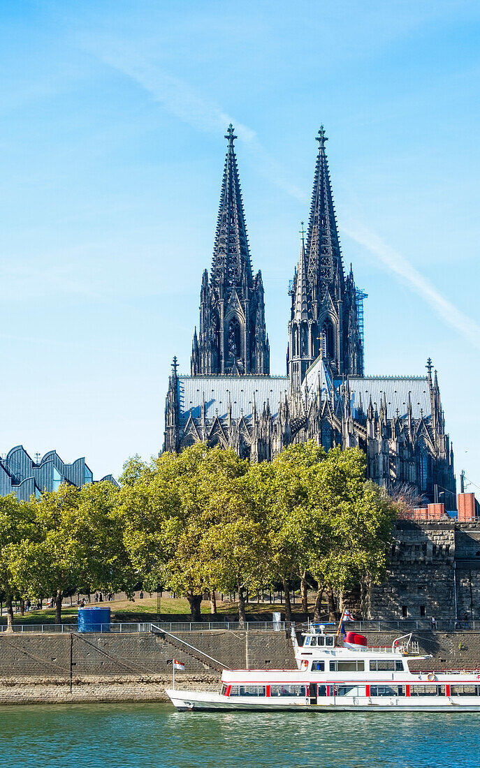 Cologne Cathedral above the River Rhine,Cologne,North Rhine-Westphalia,Germany