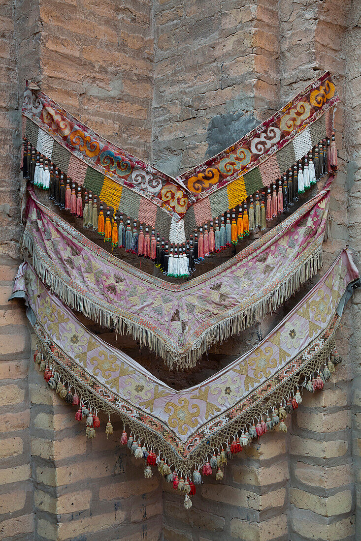 Antique hand woven wall hangings in Itchan Kala,Khiva,Uzbekistan