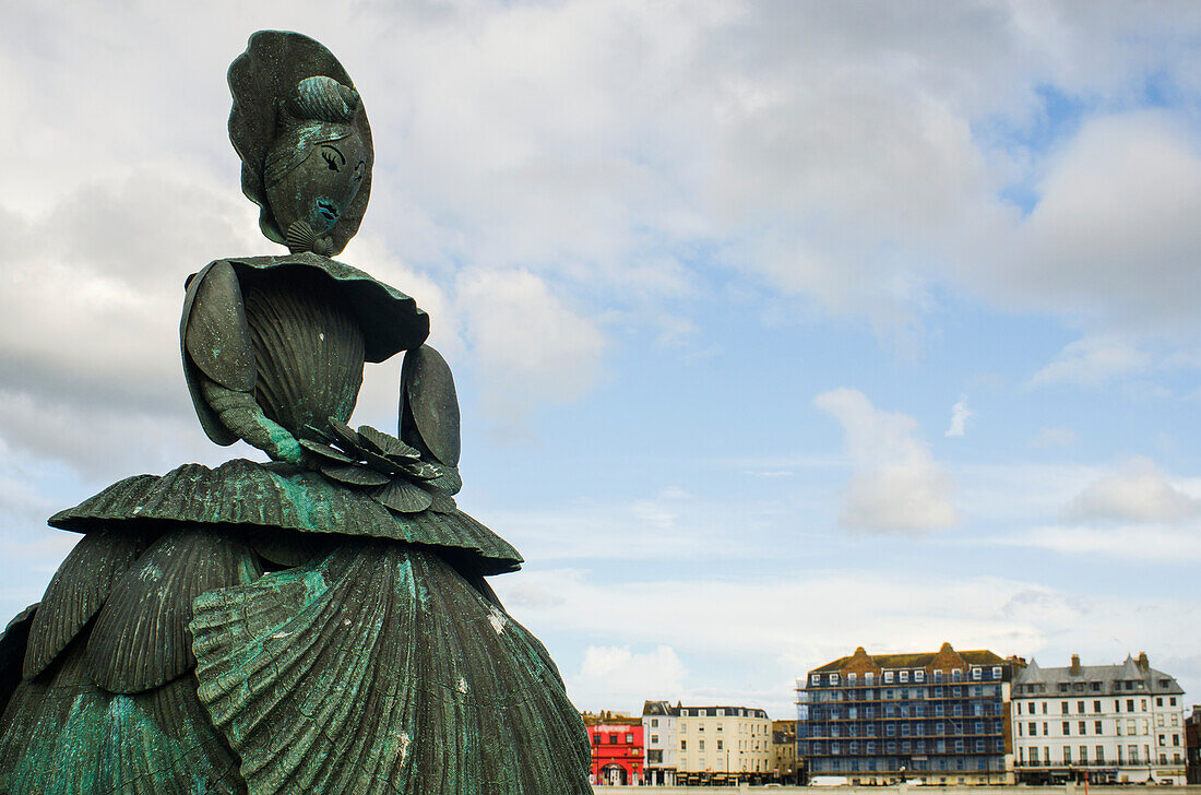 Bronze statue of Mrs Booth the shell lady of Margate,Margate,Thanet,Kent