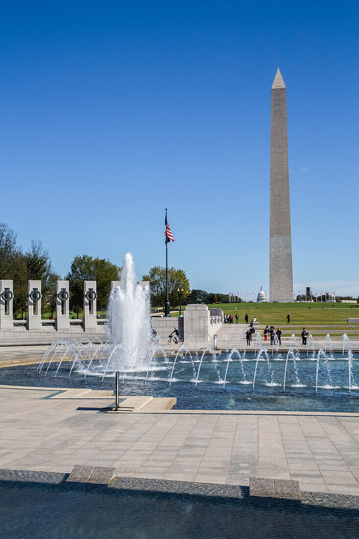 World War II Memorial,Washington Monument (background),Washington D.C.,United States of America