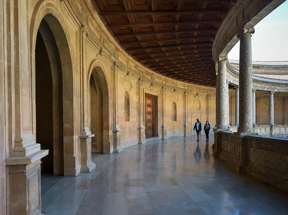 Tourists walking in the Alhambra,Granada,Spain