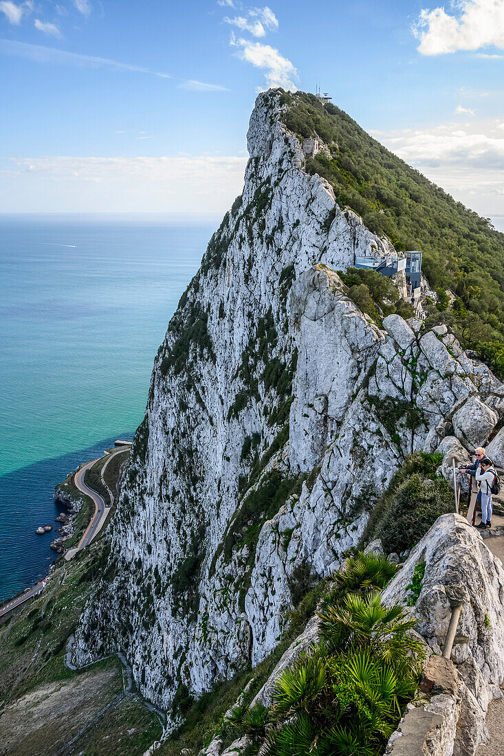 Rugged rock face and the Atlantic Ocean,Gibraltar