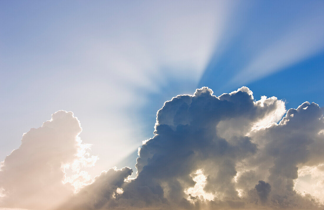 Clouds and sunbeams at dusk,Zanzibar,Tanzania