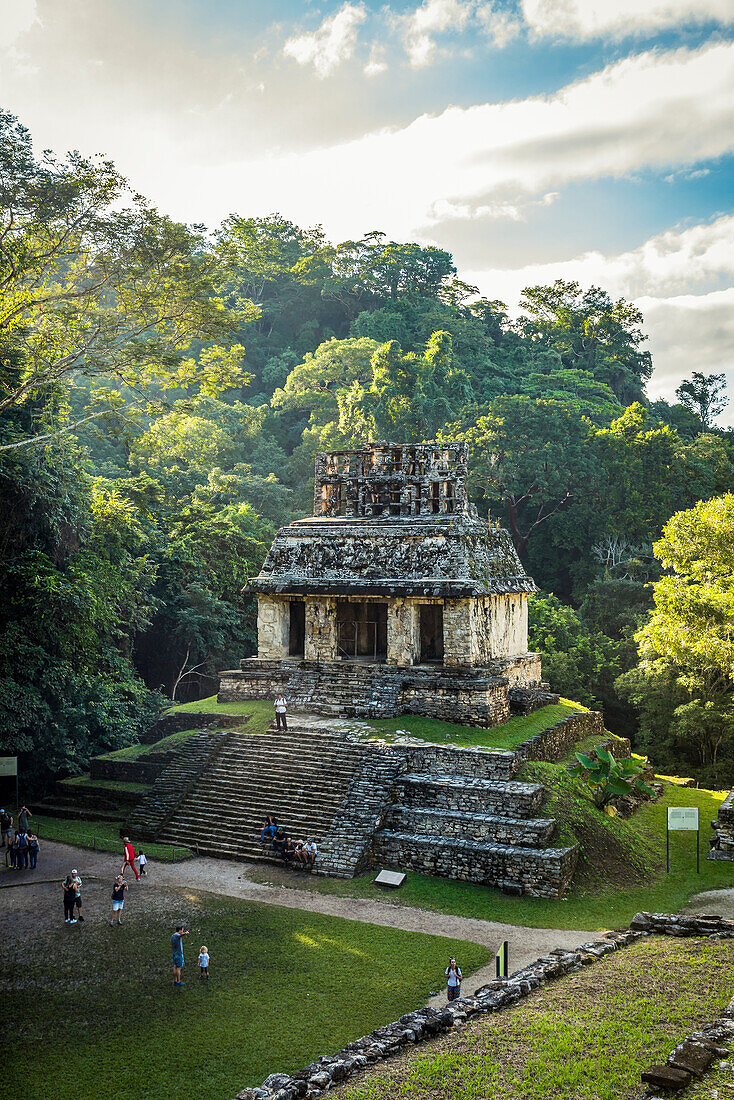 Temple of the Sun ruins of the Maya city of Palenque,Chiapas,Mexico