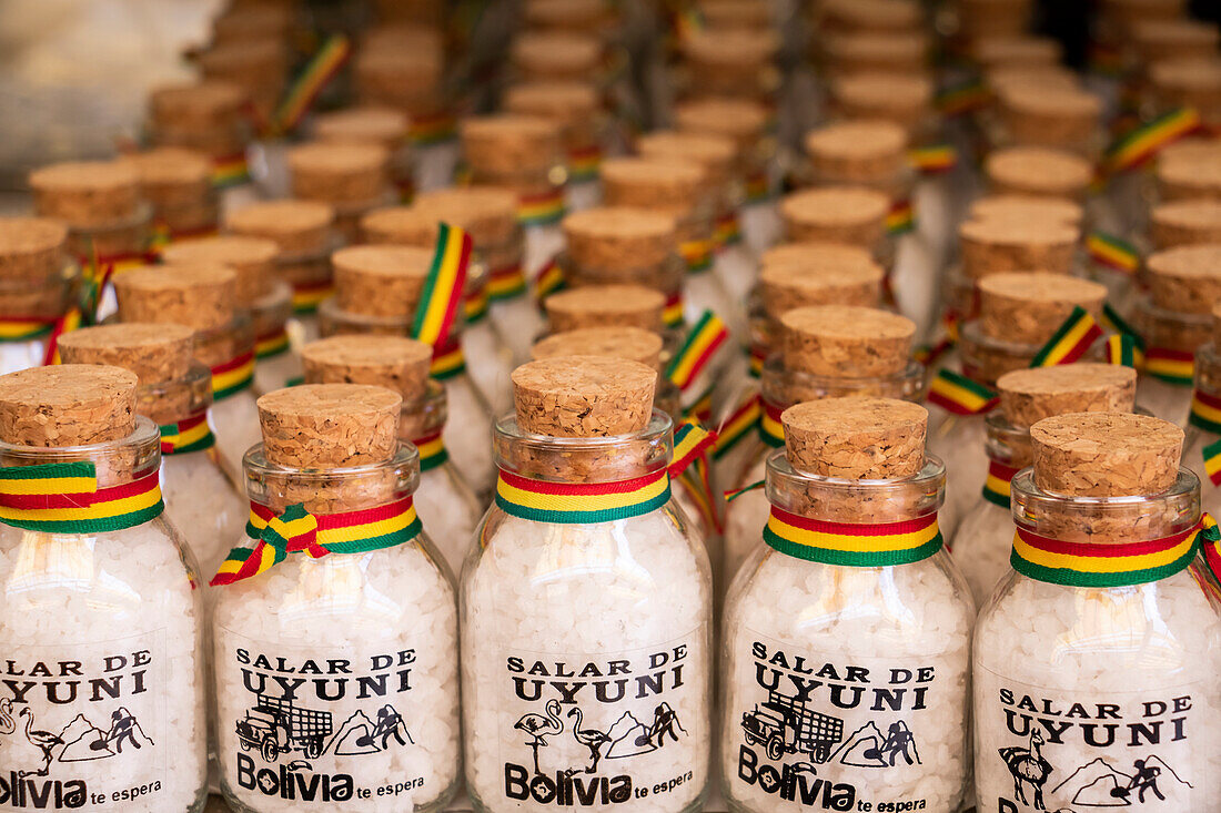 Salzflaschen vom Salar de Uyuni,Colchani,Departement Potosi,Bolivien