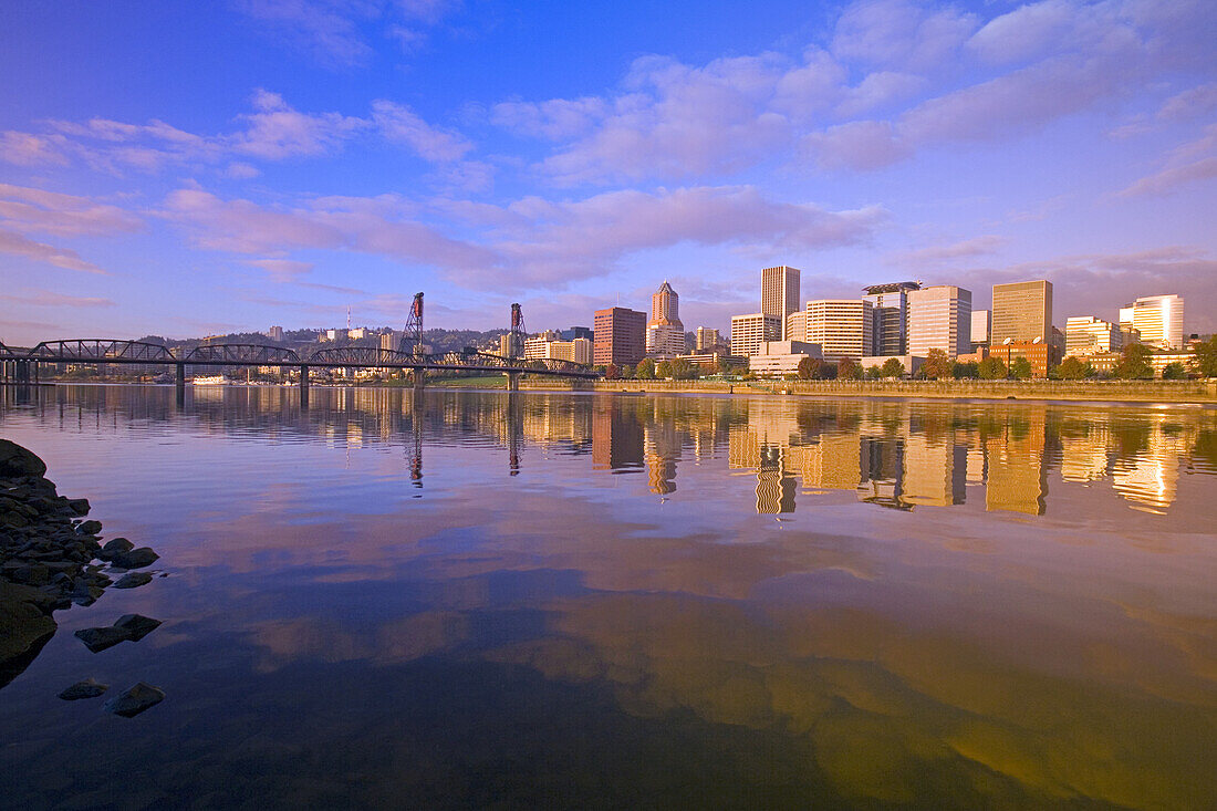 Hawthorne Bridge over the Willamette River,Portland,Oregon,United States of America