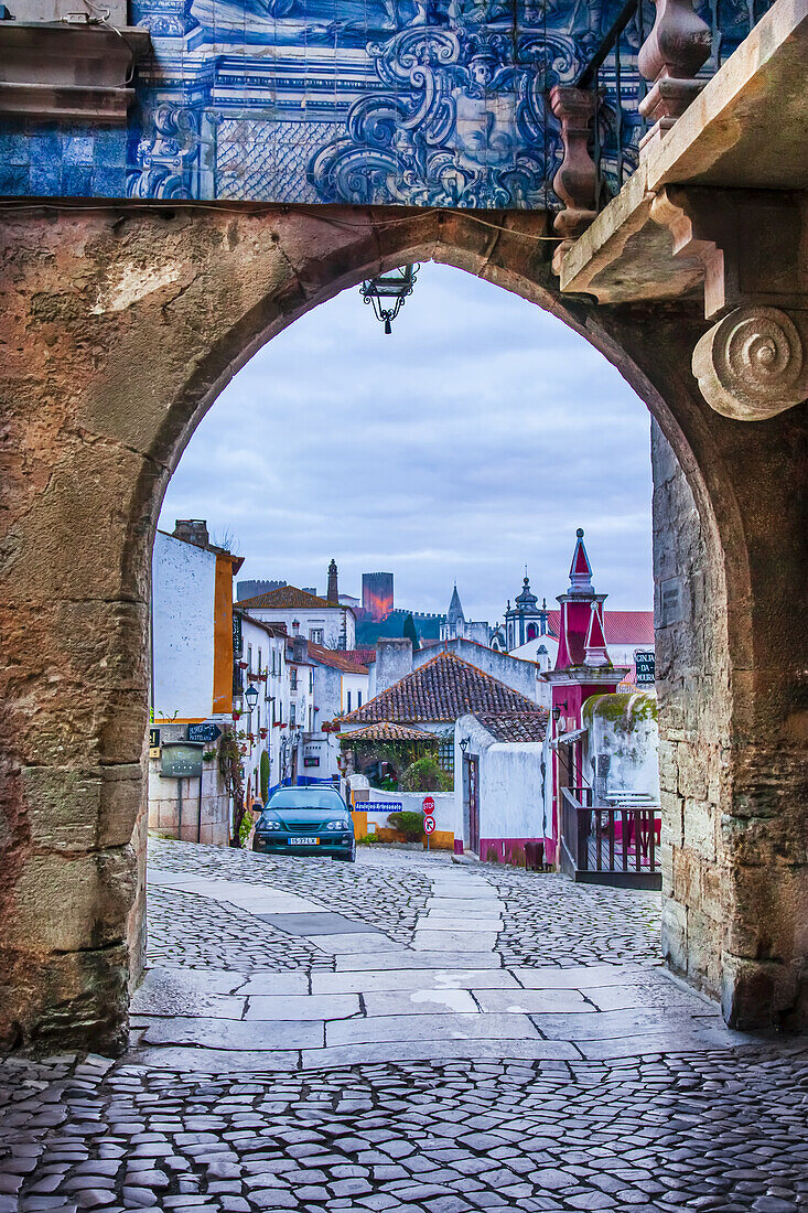 Gepflasterte Straßen von Obidos,Portugal,Obidos,Portugal