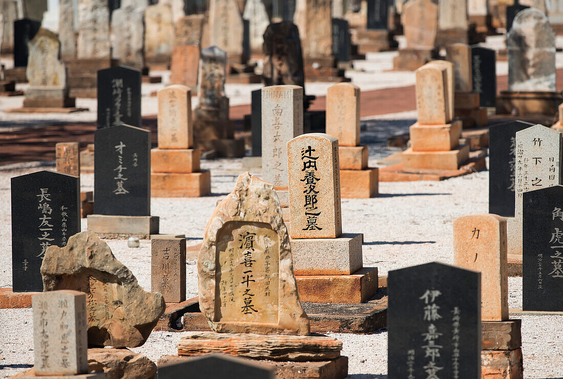 Japanischer Friedhof in Broome, Australien, wo Hunderte von jungen Perlentauchern begraben sind, Broome, Westaustralien, Australien
