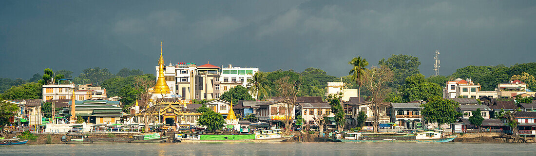 Katha market town on the Irrawaddy River,Myanmar-Burma,Katha,Sagaing Region,Myanmar