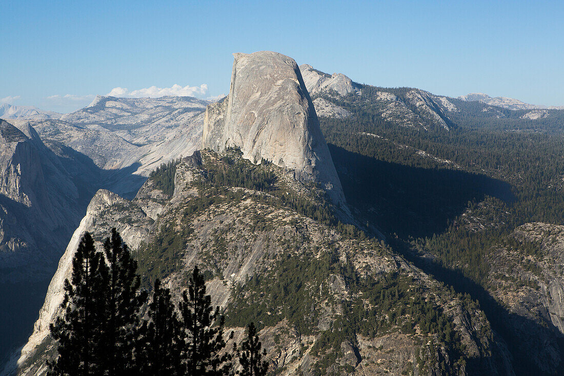 A view of Half Dome Mountain and part of the Yosemite Valley from Washburn Point.,Yosemite National Park,California