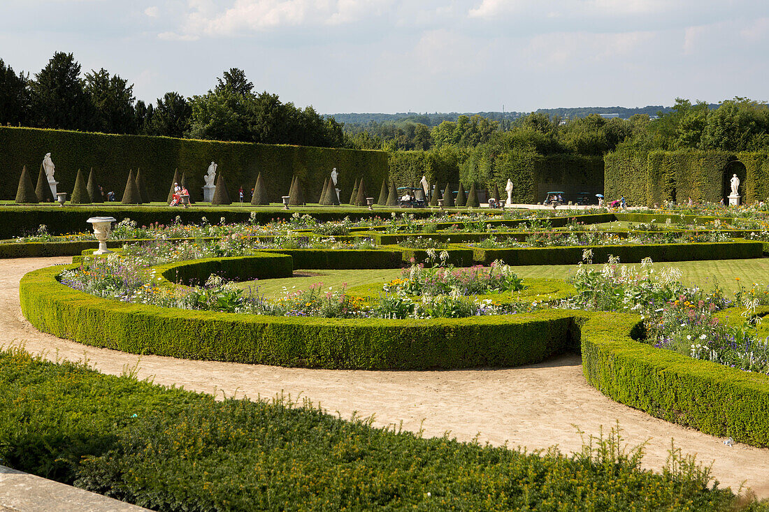 A view of the gardens at the Palace of Versailles.,Versailles,France