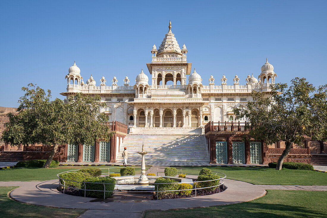 Jaswant Thada Marmor Kenotaph Denkmal für Maharaja Jaswant Singh in Jodhpur, Rajasthan, Indien, Jodhpur, Rajasthan, Indien