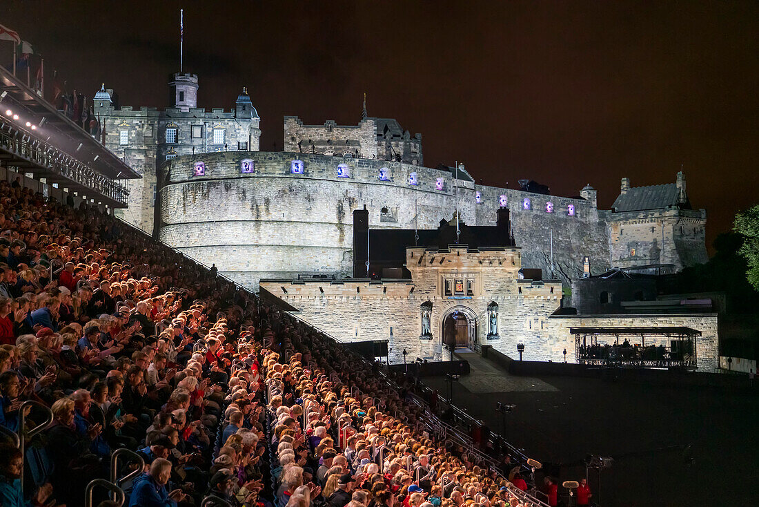 Guests attend the Military Tattoo in Edinburgh Castle in Edinburgh,Scotland,Edinburgh,Scotland