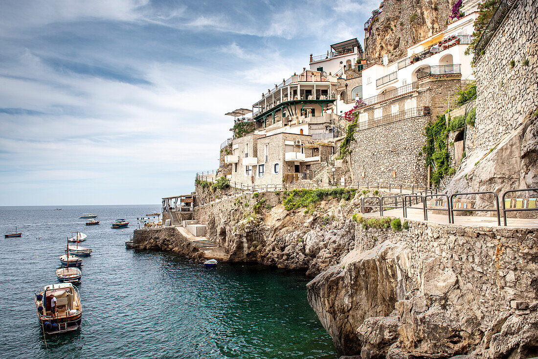 Boats anchored along the Amalfi Coast,Praiano,Salerno,Italy