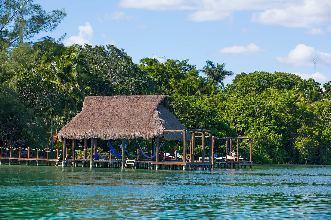 Anlegen an der Lagune von Bacalar,Mexiko,Bacalar,Staat Quintana Roo,Mexiko