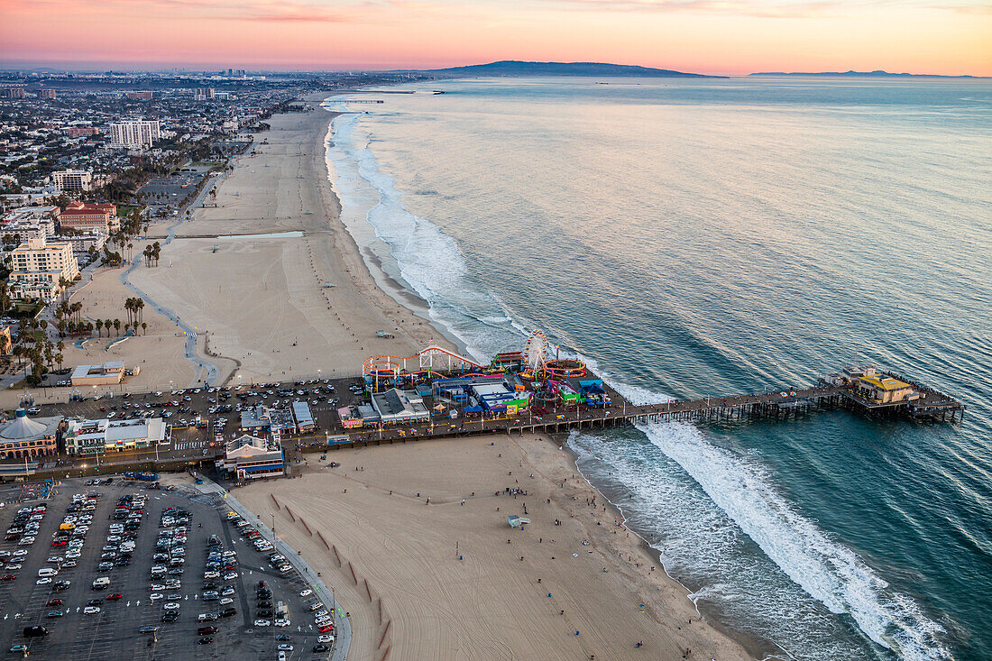 Santa Monica Beach and Pier,California,USA,Santa Monica,California,United States of America