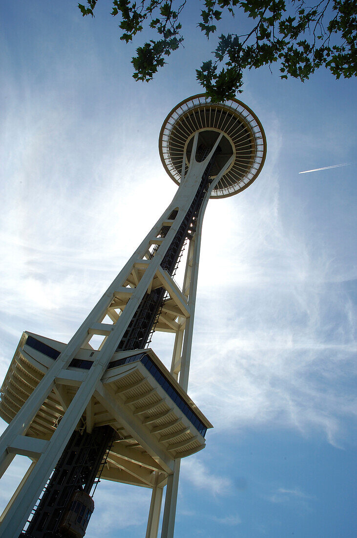 View of the Space Needle in Seattle from directly below.,Space Needle,Seattle,Washington.