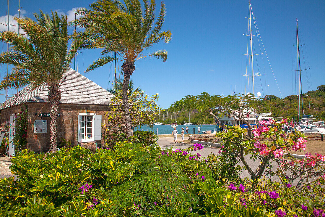 Marina and gift shop at Nelson's Dockyard on the island of Antigua,Antigua,Antigua and Barbuda