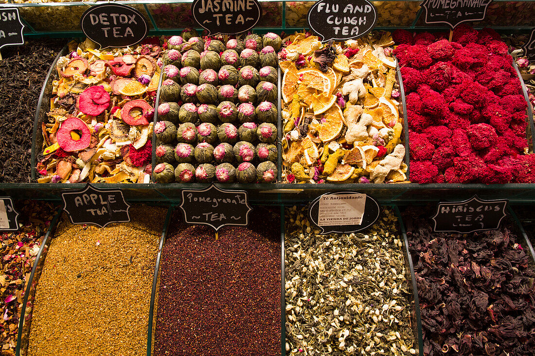 Tea for sale in a spice bazaar,Istanbul,Turkey