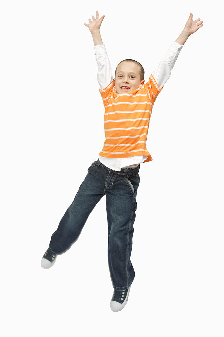 Boy Jumping in Studio