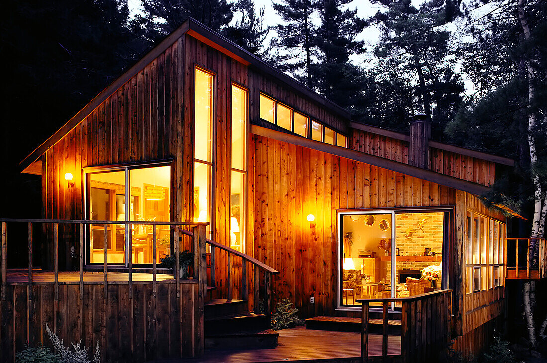 Cottage at Night Muskoka,Ontario,Canada