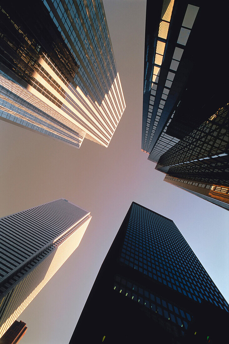 Looking Up at Office Towers Toronto,Ontario,Canada