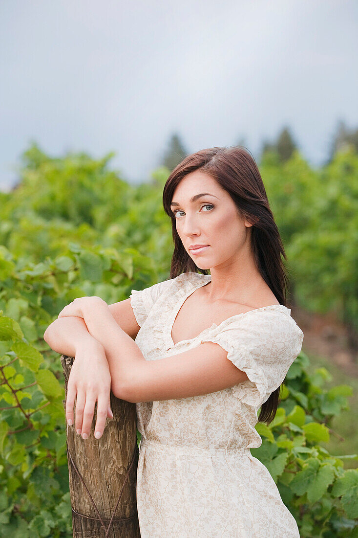 Portrait of Woman in Vineyard