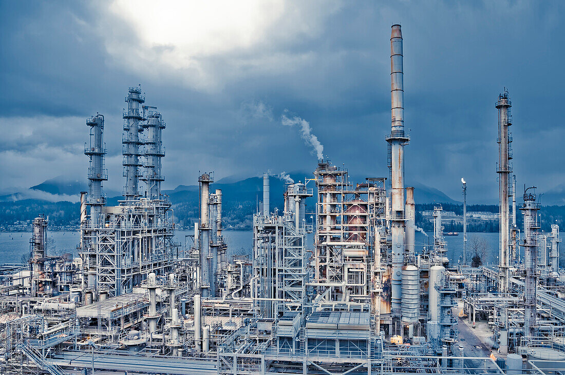 Chevron Oil Refinery on Burrard Inlet,Burnaby,British Columbia,Canada