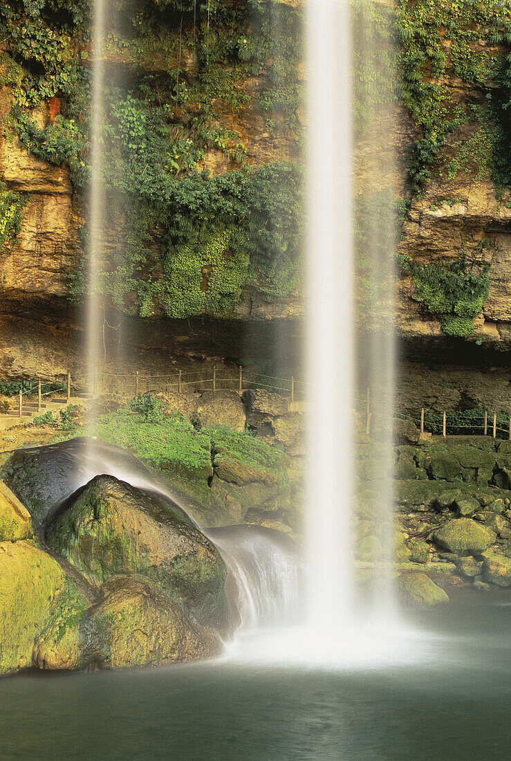 Waterfall and Walkway,Misol-Ha,Chiapas,Mexico