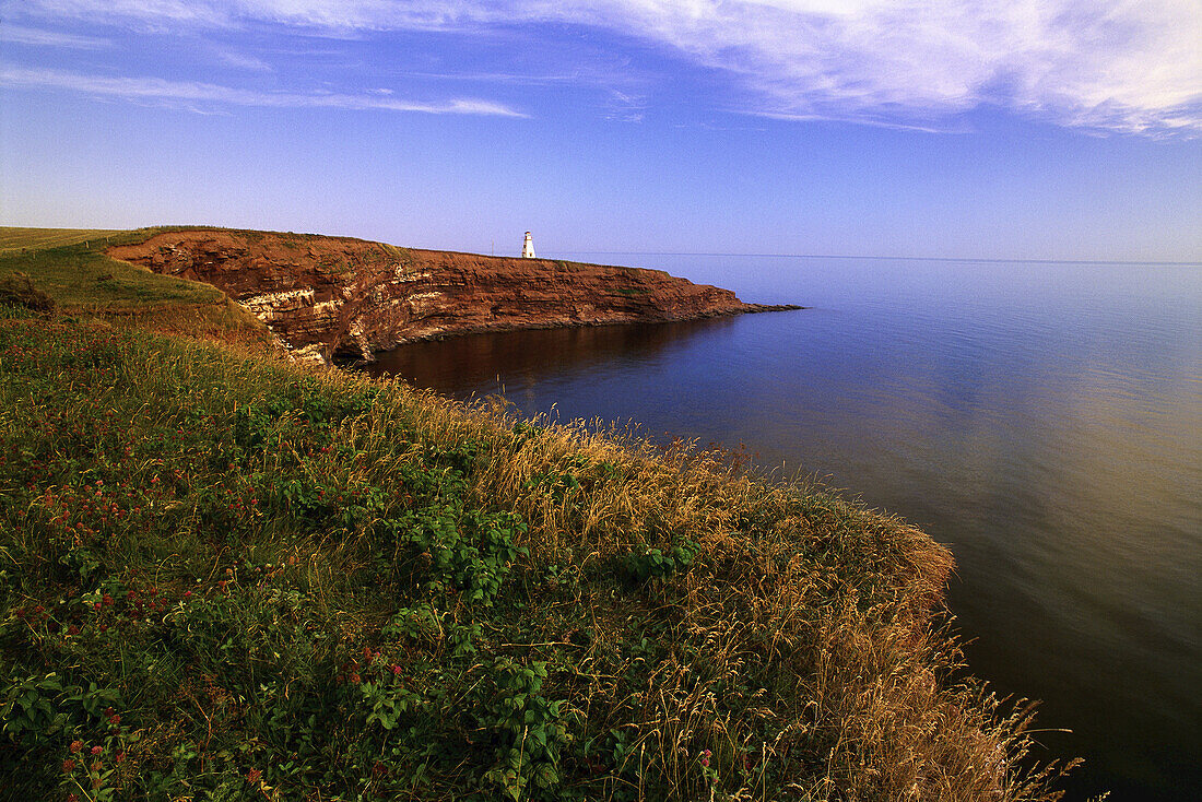 Cape Tryon Lighthouse and Gulf Of St. Lawrence,Cape Tryon,Prince Edward Island,Canada