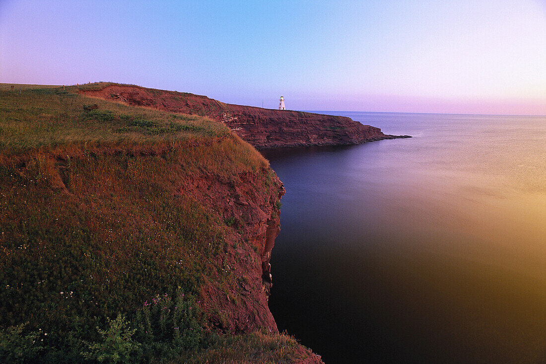 Cape Tryon Lighthouse and Gulf Of St. Lawrence at Sunrise,Cape Tryon,P.E.I.,Canada