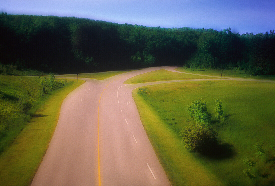 Intersecting Roads,Gatineau Parkway,Gatineau Park,Quebec,Canada
