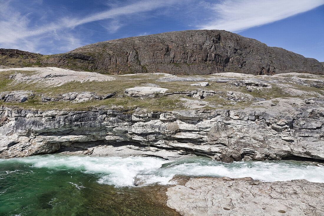 Soper Falls und Soper River, Katannilik Territorial Park Reserve, Baffin Island, Nunavut, Kanada