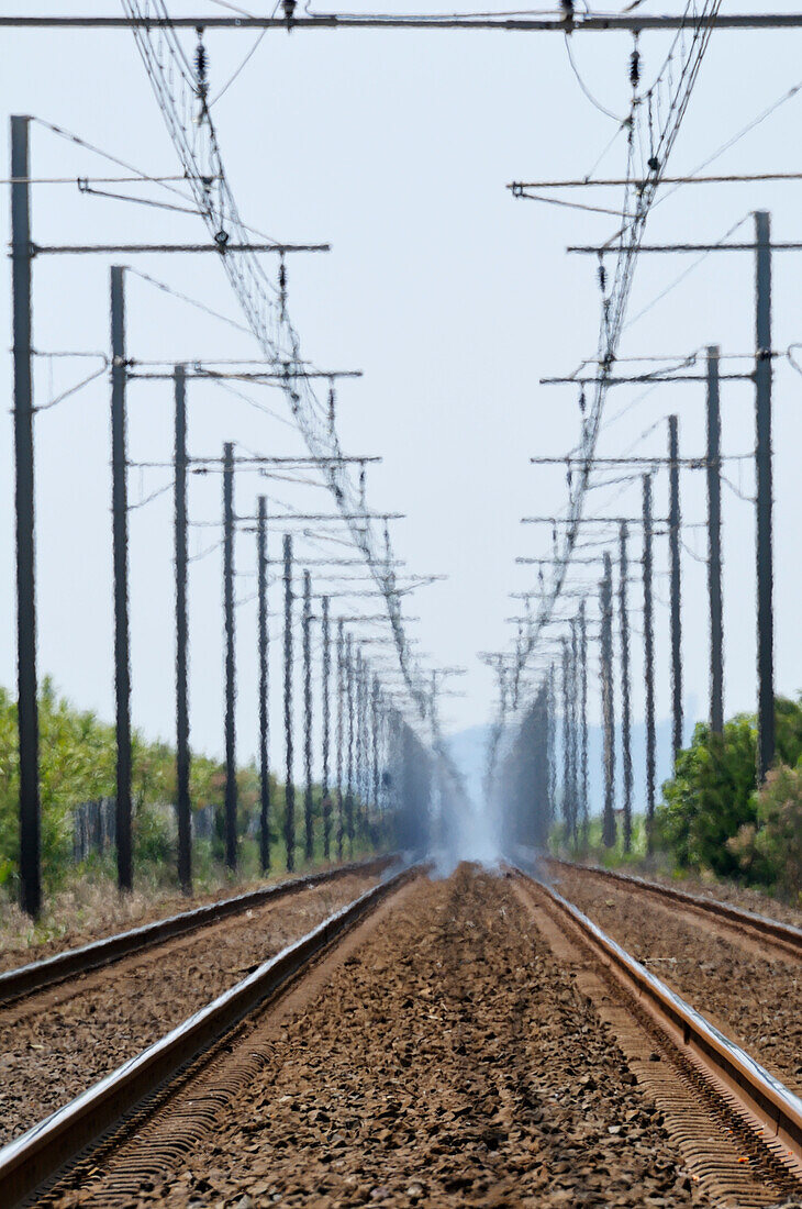 Train Tracks and Power Lines near Sete,France