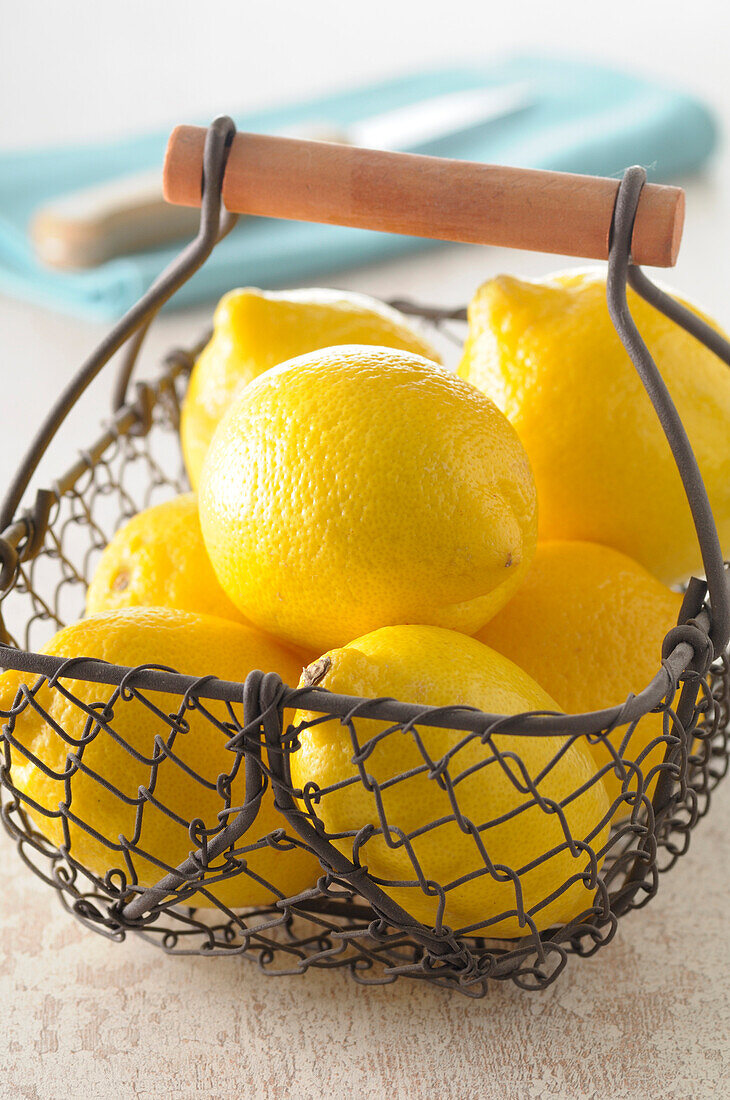 Basket of Lemons,Studio Shot