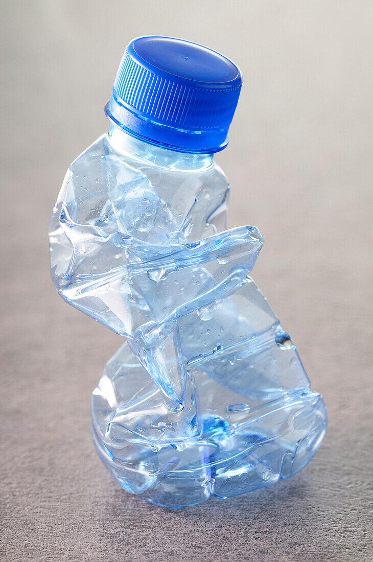 Close-up of Crushed,Empty Water Bottle