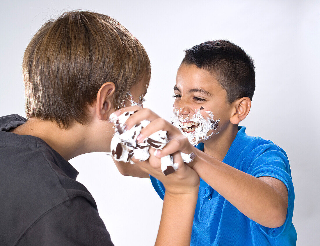 Boys Having a Food Fight