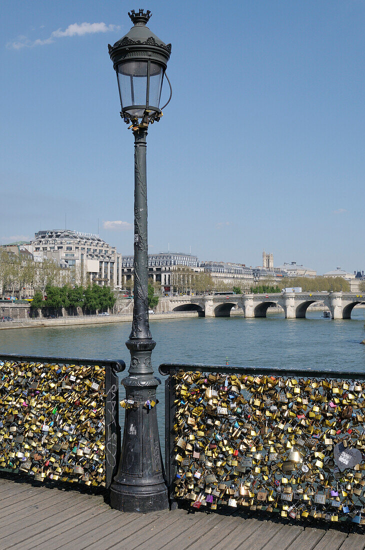 Street Lamp and Love Locks,Pont des Arts,Paris,France