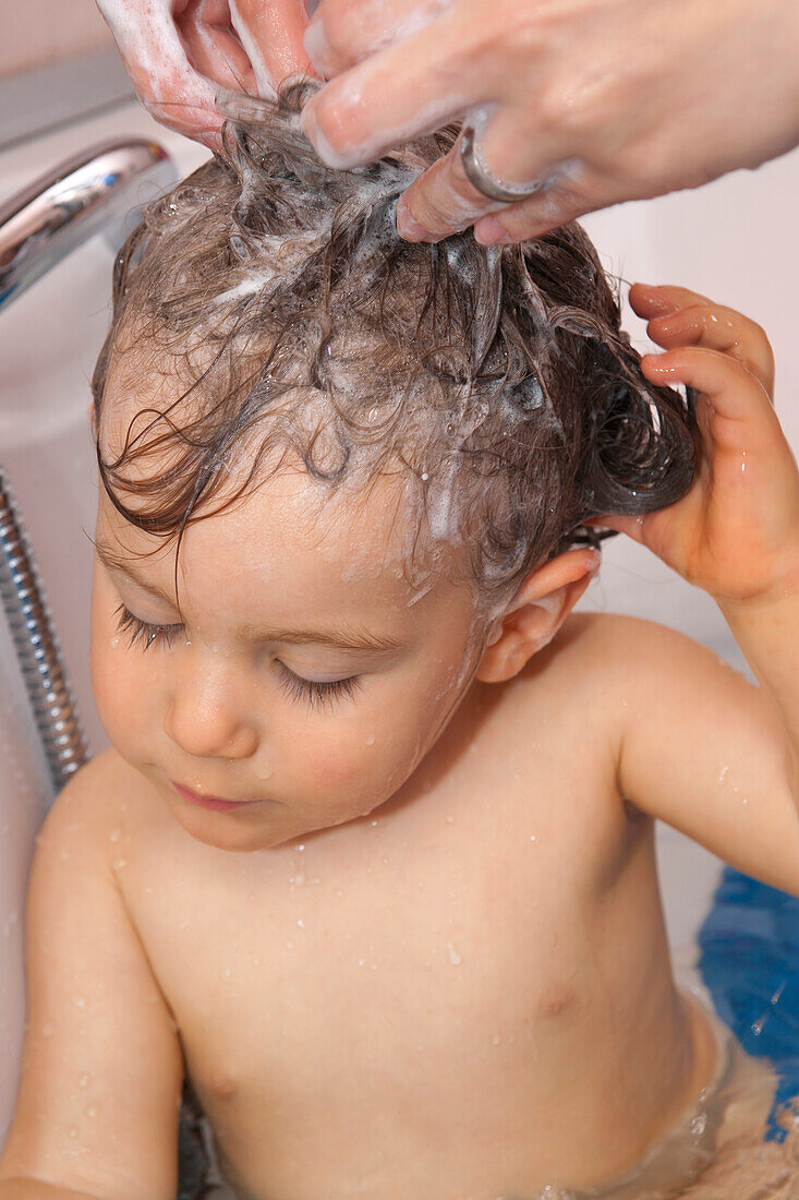 Baby Boy Having a Bath