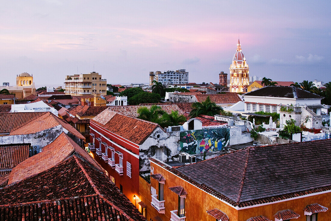 Cartagena's Kathedrale und Dächer,Cartagena,Kolumbien