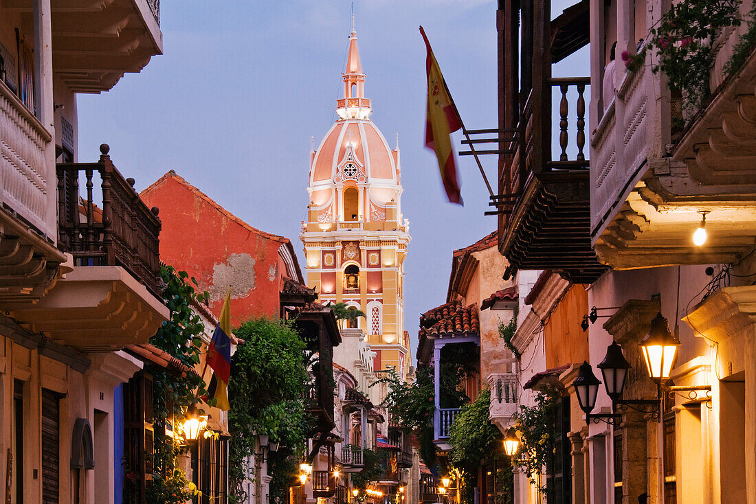 Cartagena's Cathedral and Street Scene,Cartagena,Colombia