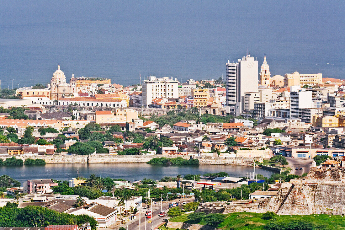 Überblick über Cartagena vom Convento de la Popa, Cartagena, Kolumbien