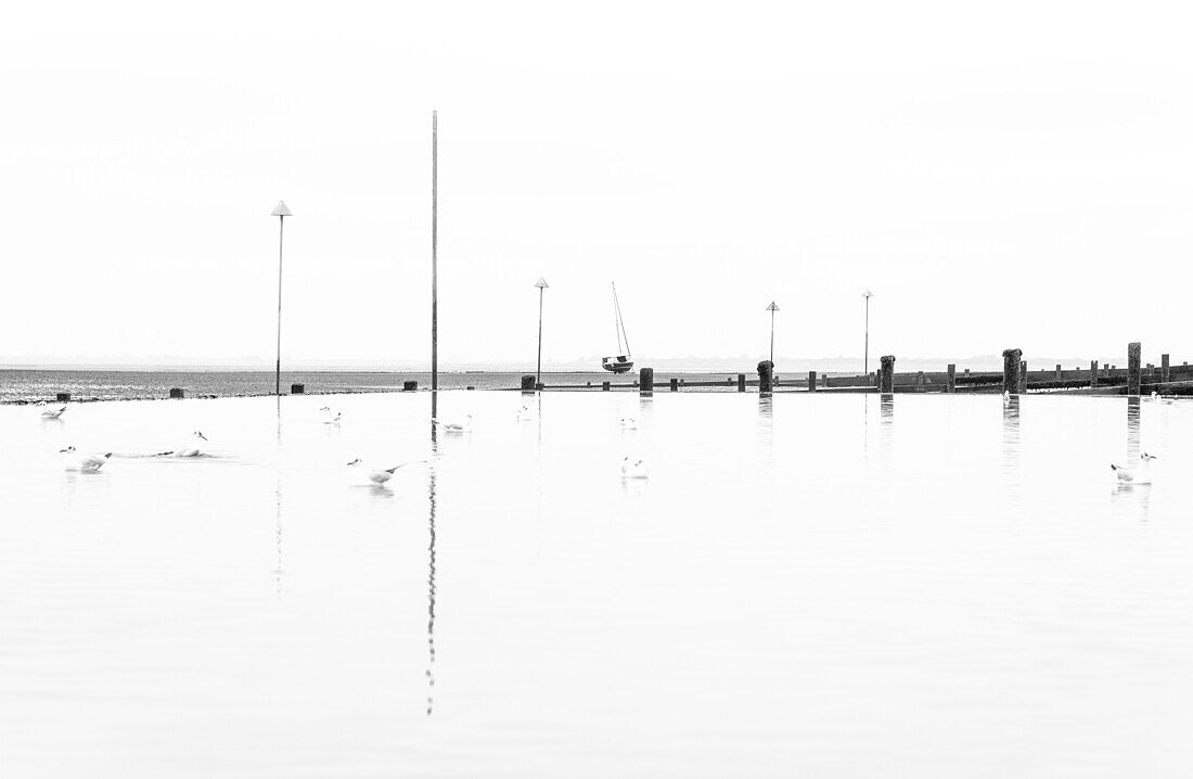 Tidal pool at low tide at Leigh on Sea,Essex,England,United Kingdom,Europe